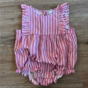 Petite Plume Pink and White Striped baby bubble. Worn once